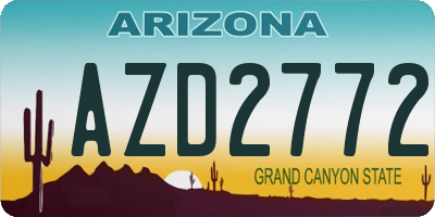 AZ license plate AZD2772