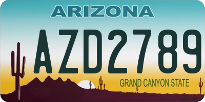 AZ license plate AZD2789