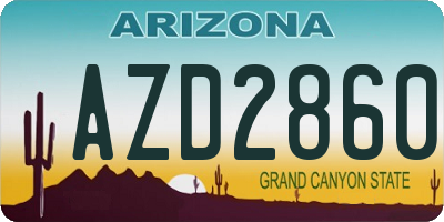 AZ license plate AZD2860