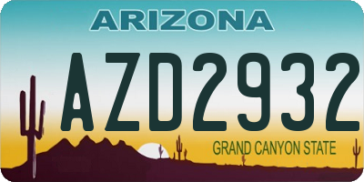 AZ license plate AZD2932