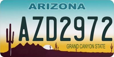 AZ license plate AZD2972
