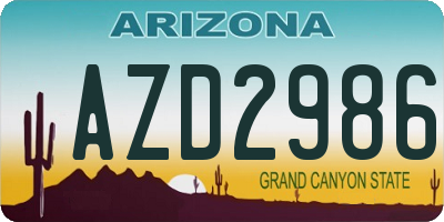 AZ license plate AZD2986