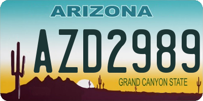 AZ license plate AZD2989