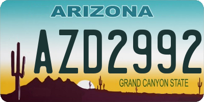 AZ license plate AZD2992
