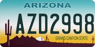 AZ license plate AZD2998