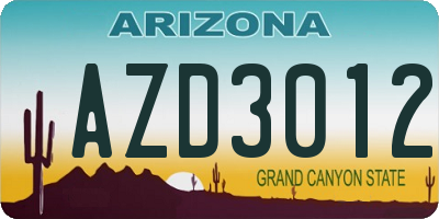 AZ license plate AZD3012