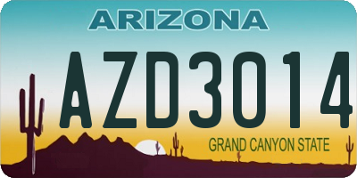 AZ license plate AZD3014