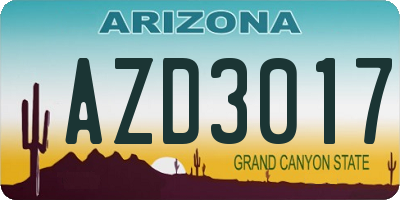 AZ license plate AZD3017