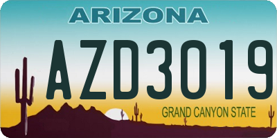 AZ license plate AZD3019