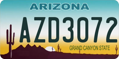 AZ license plate AZD3072
