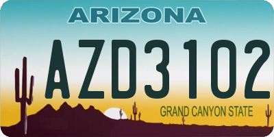 AZ license plate AZD3102