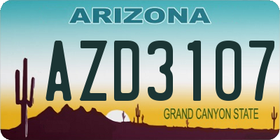 AZ license plate AZD3107