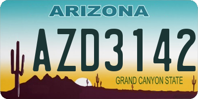AZ license plate AZD3142