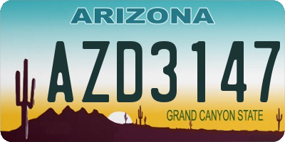 AZ license plate AZD3147