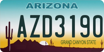 AZ license plate AZD3190