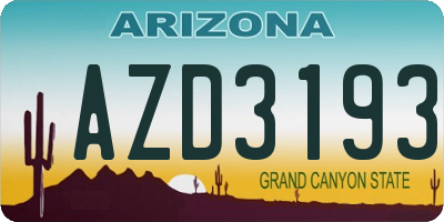 AZ license plate AZD3193