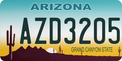 AZ license plate AZD3205
