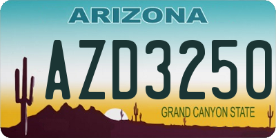 AZ license plate AZD3250