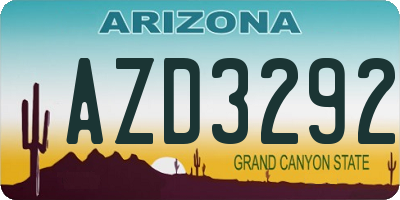 AZ license plate AZD3292