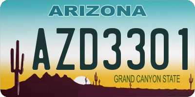 AZ license plate AZD3301