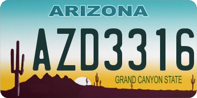 AZ license plate AZD3316