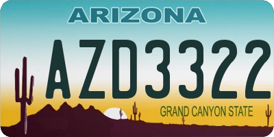 AZ license plate AZD3322