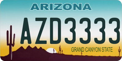 AZ license plate AZD3333