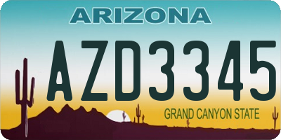 AZ license plate AZD3345