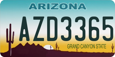 AZ license plate AZD3365