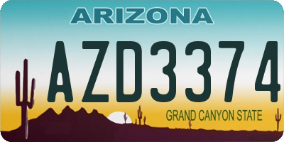 AZ license plate AZD3374