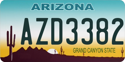 AZ license plate AZD3382