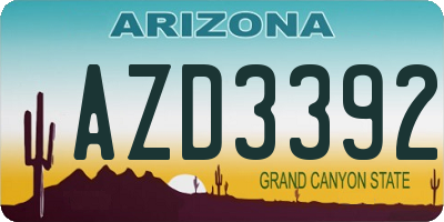 AZ license plate AZD3392