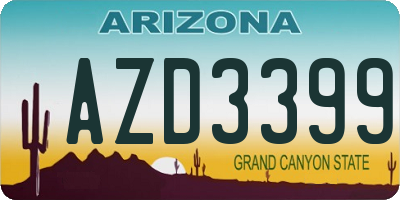 AZ license plate AZD3399