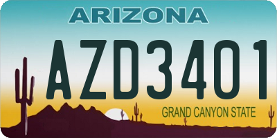 AZ license plate AZD3401