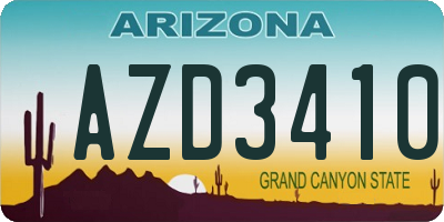 AZ license plate AZD3410