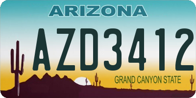AZ license plate AZD3412