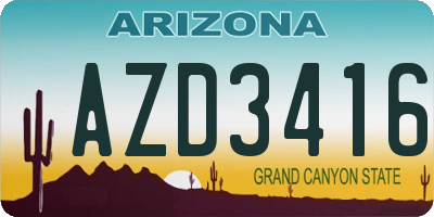 AZ license plate AZD3416