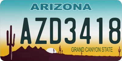 AZ license plate AZD3418