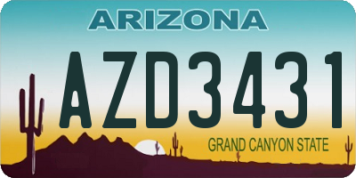 AZ license plate AZD3431