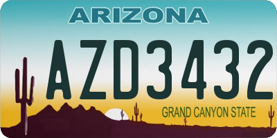 AZ license plate AZD3432