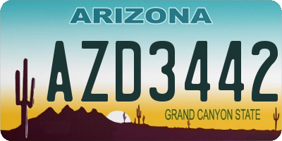 AZ license plate AZD3442