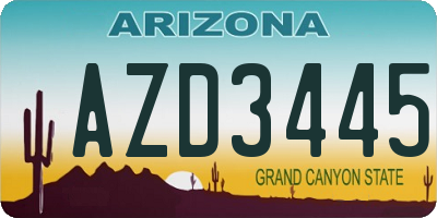 AZ license plate AZD3445