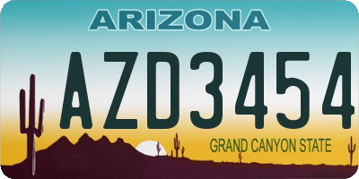 AZ license plate AZD3454