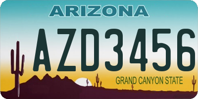 AZ license plate AZD3456