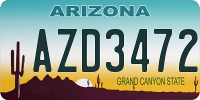 AZ license plate AZD3472