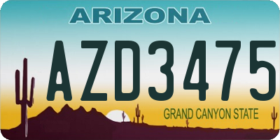 AZ license plate AZD3475