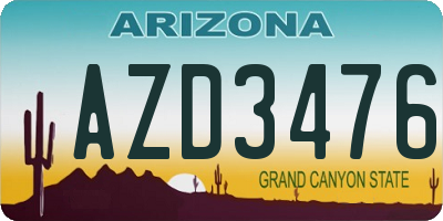 AZ license plate AZD3476
