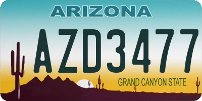 AZ license plate AZD3477