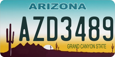 AZ license plate AZD3489
