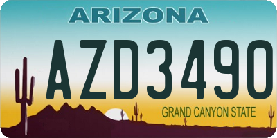 AZ license plate AZD3490